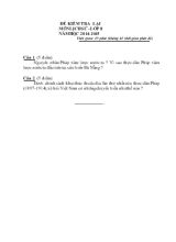 Đề kiểm tra lại môn lịch sử - Lớp 8 năm học 2014- 2015